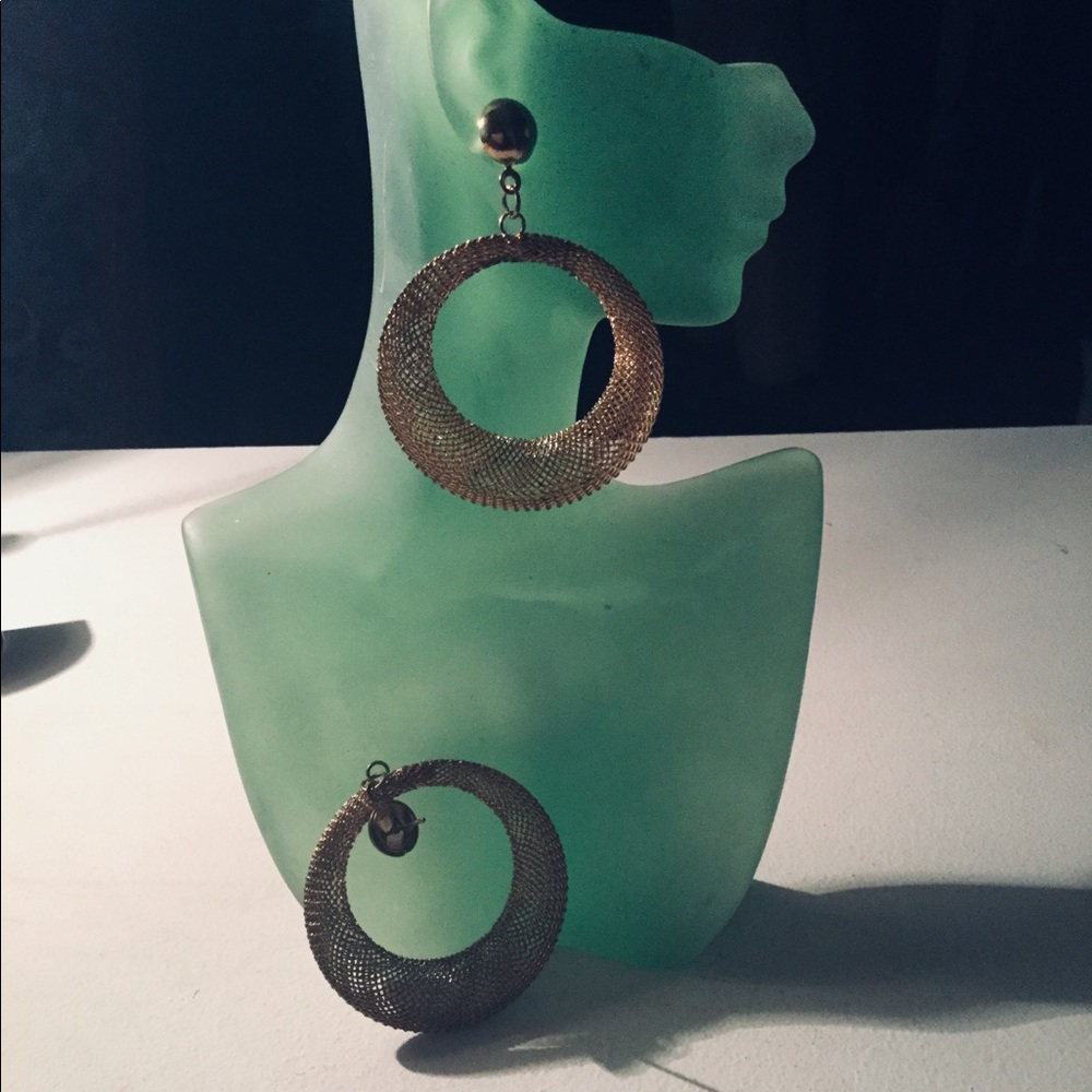 Golden colored hoop earrings